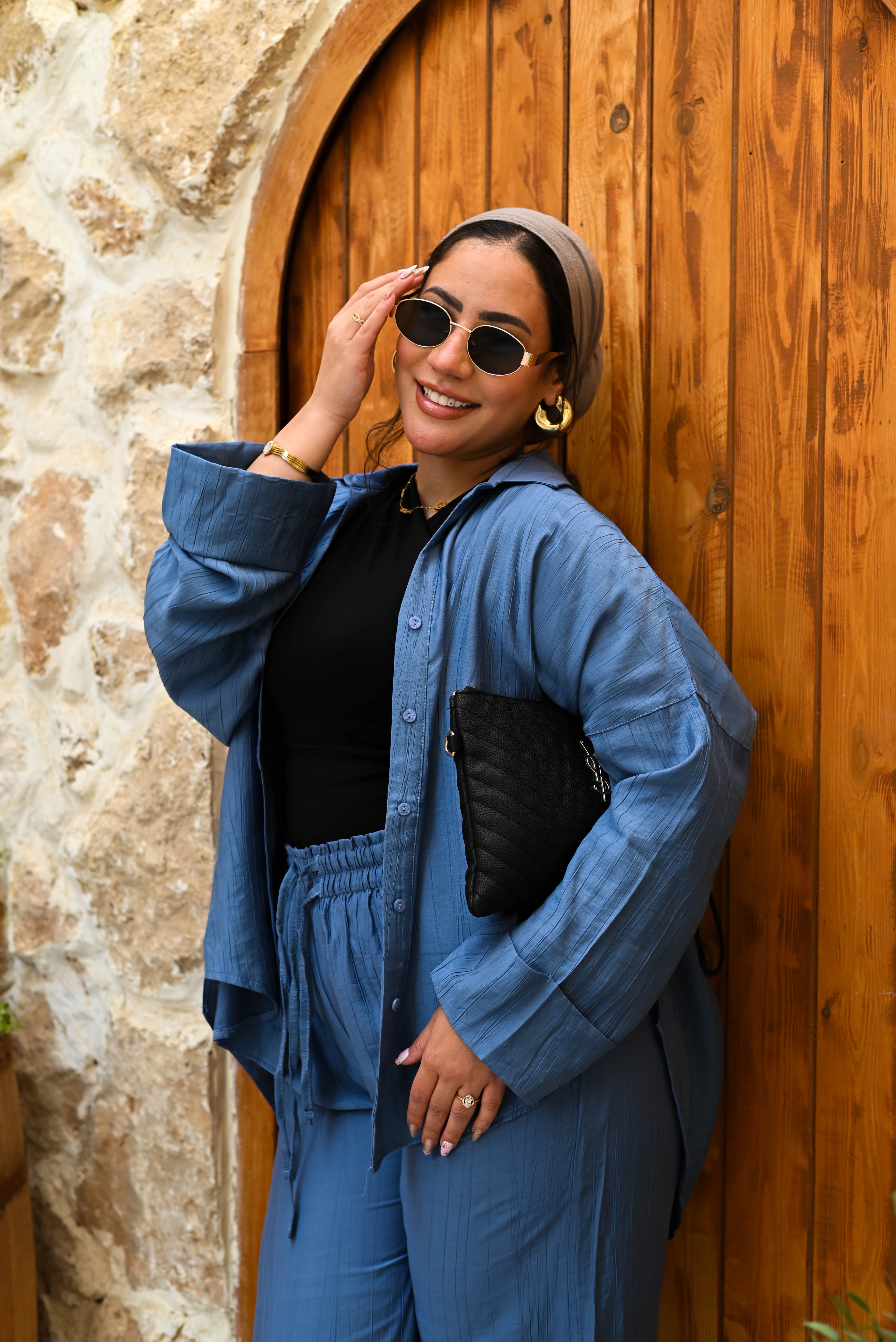 "Effortless Chic" 100% Linen Oversized Co-ord Set - Blue