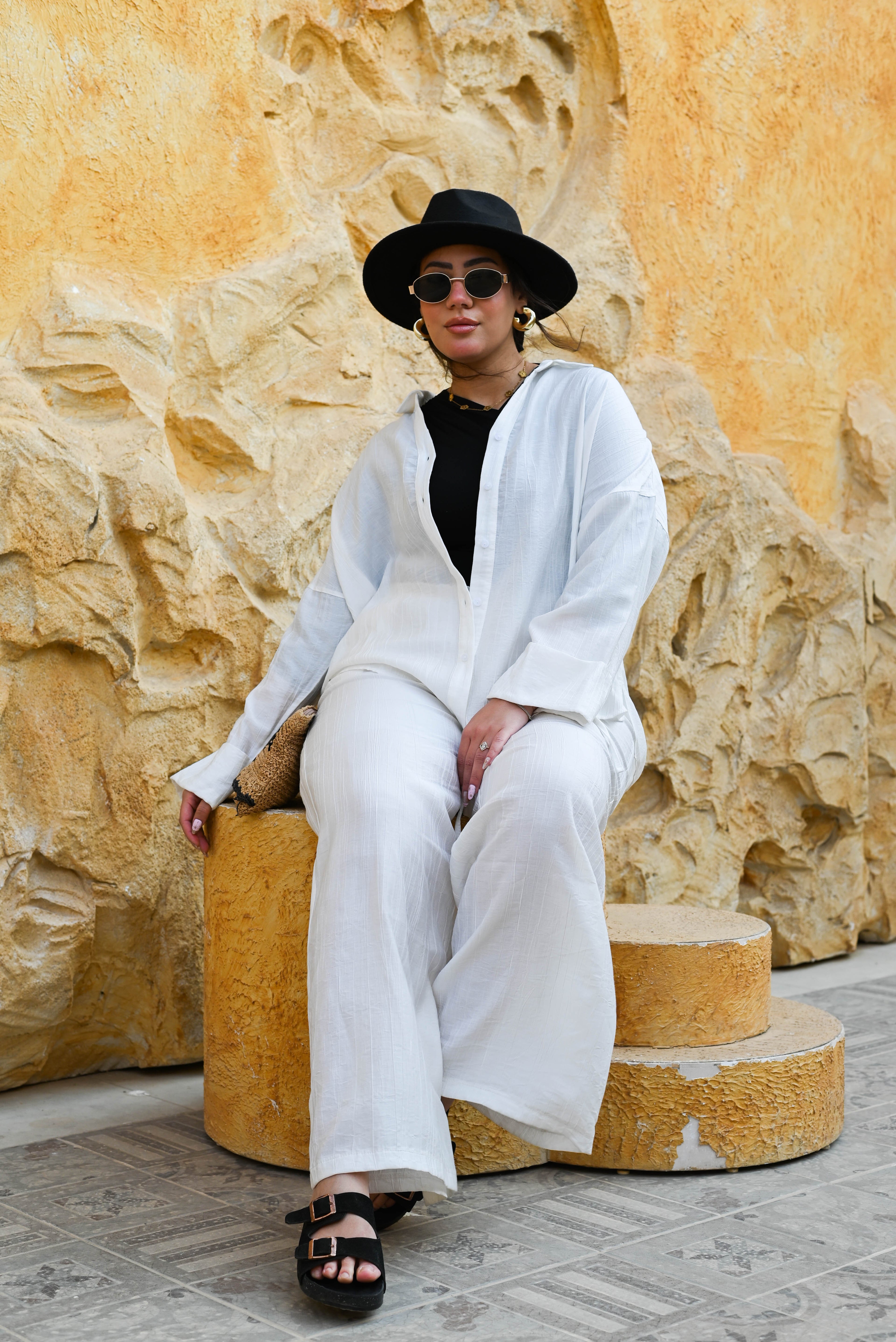 "Effortless Chic" 100% Linen Oversized Co-ord Set - White
