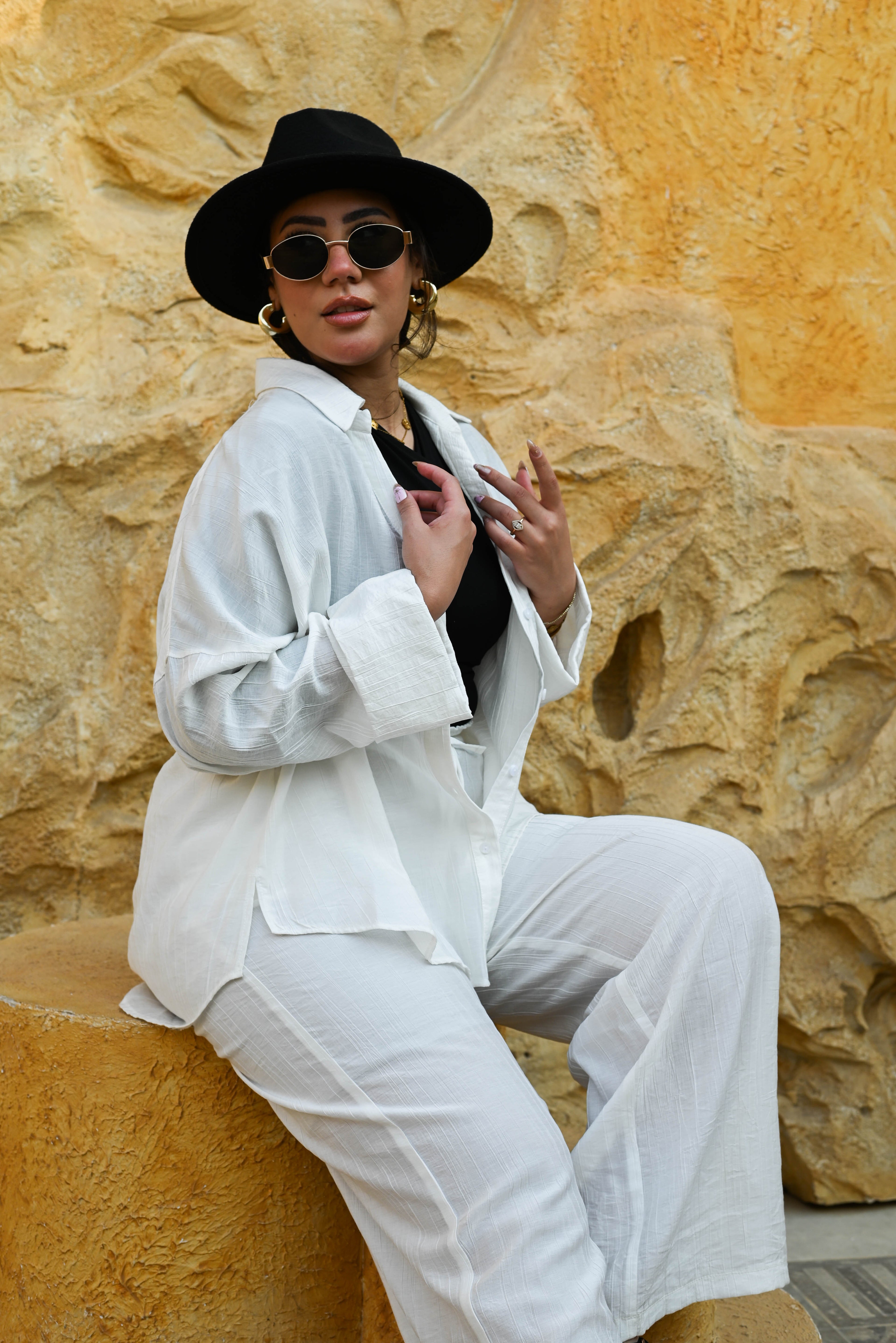 "Effortless Chic" 100% Linen Oversized Co-ord Set - White