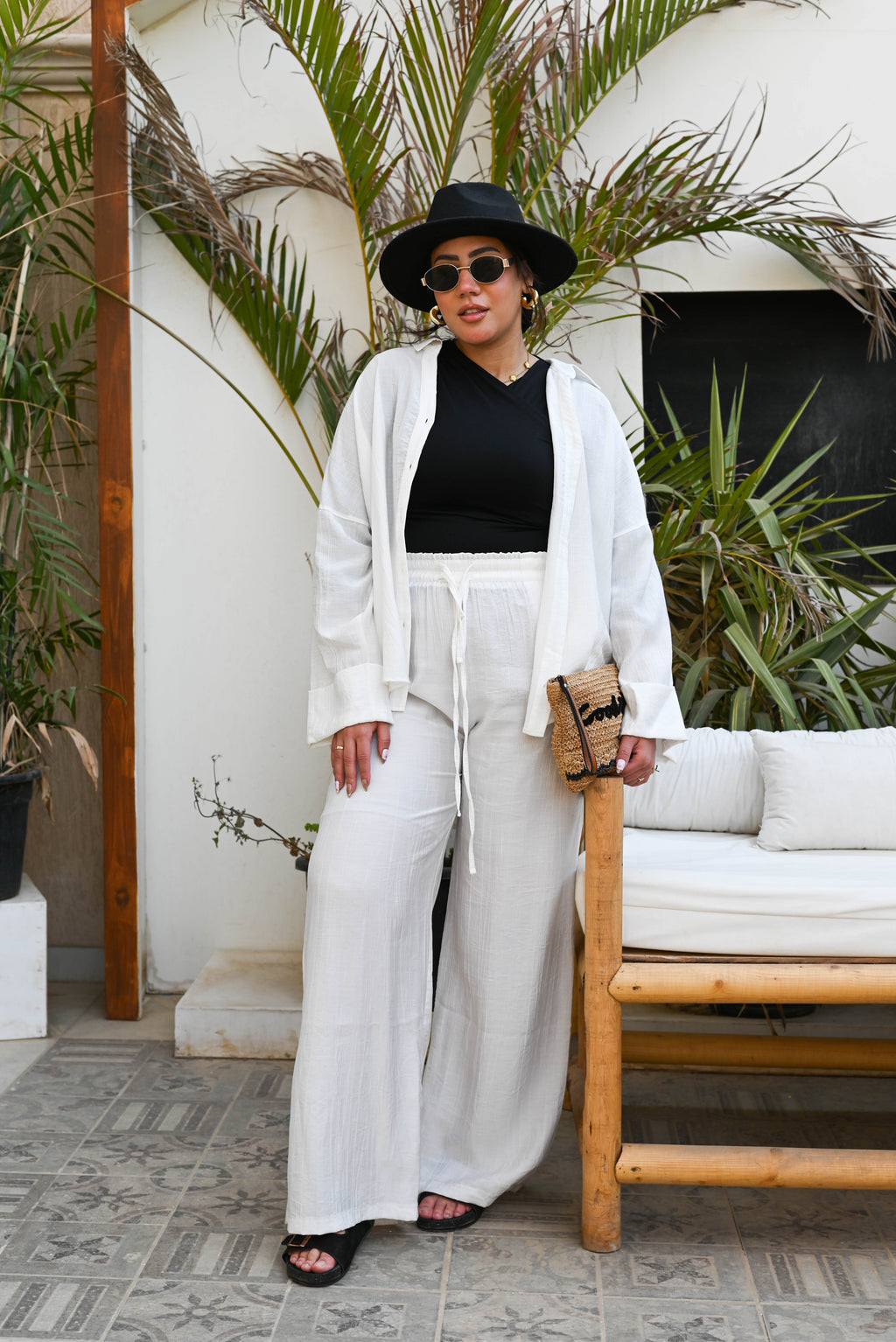 "Effortless Chic" 100% Linen Oversized Co-ord Set - White