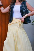 "Oasis" Wrap-Tie Flared Padded Maxi Skirt - Yellow