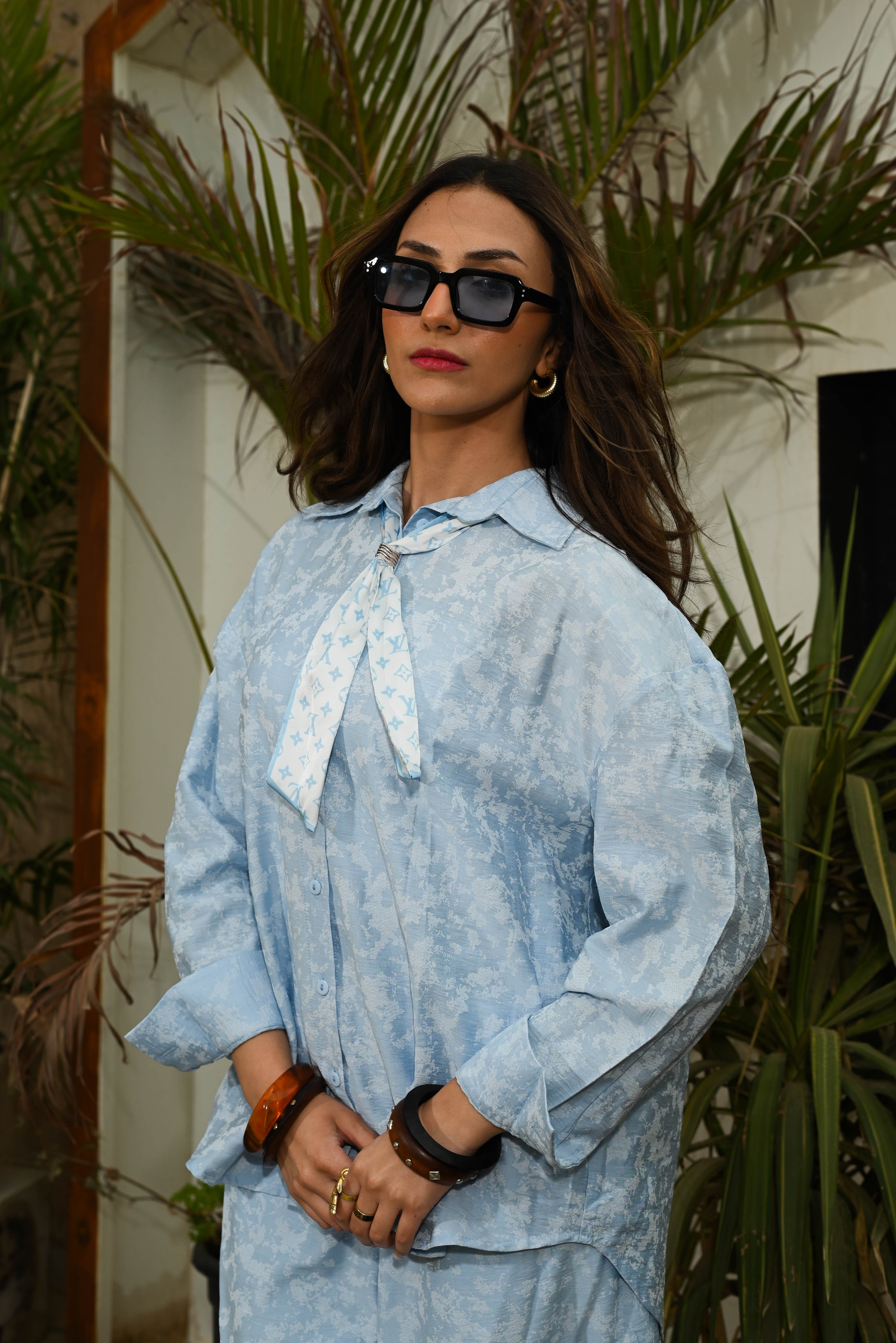 "Effortless Chic" 100% Linen Oversized Co-ord Set- Baby Blue