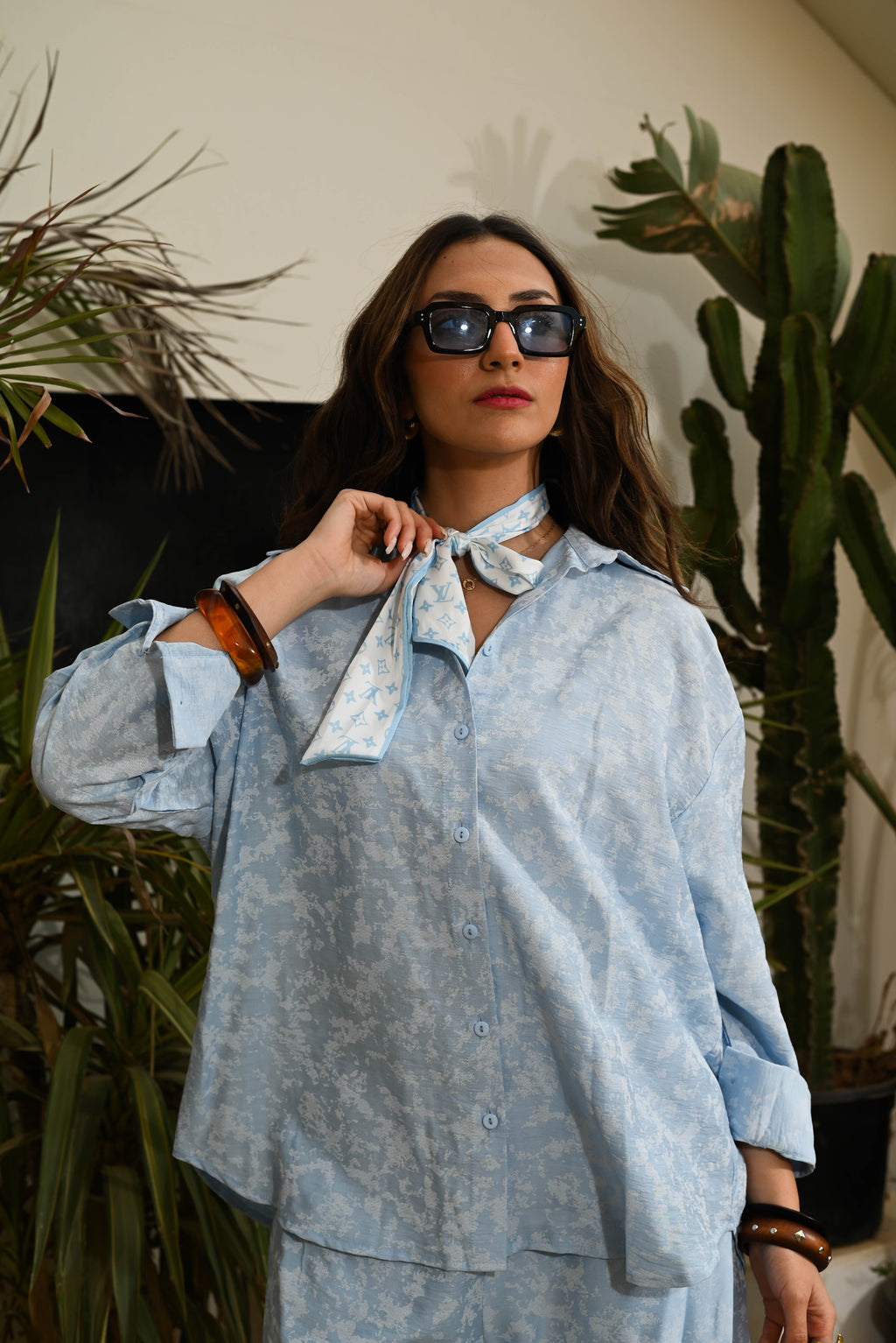 "Effortless Chic" 100% Linen Oversized Co-ord Set- Baby Blue