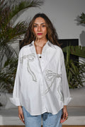 Lumina Oversized Bow Shirt — Crisp White