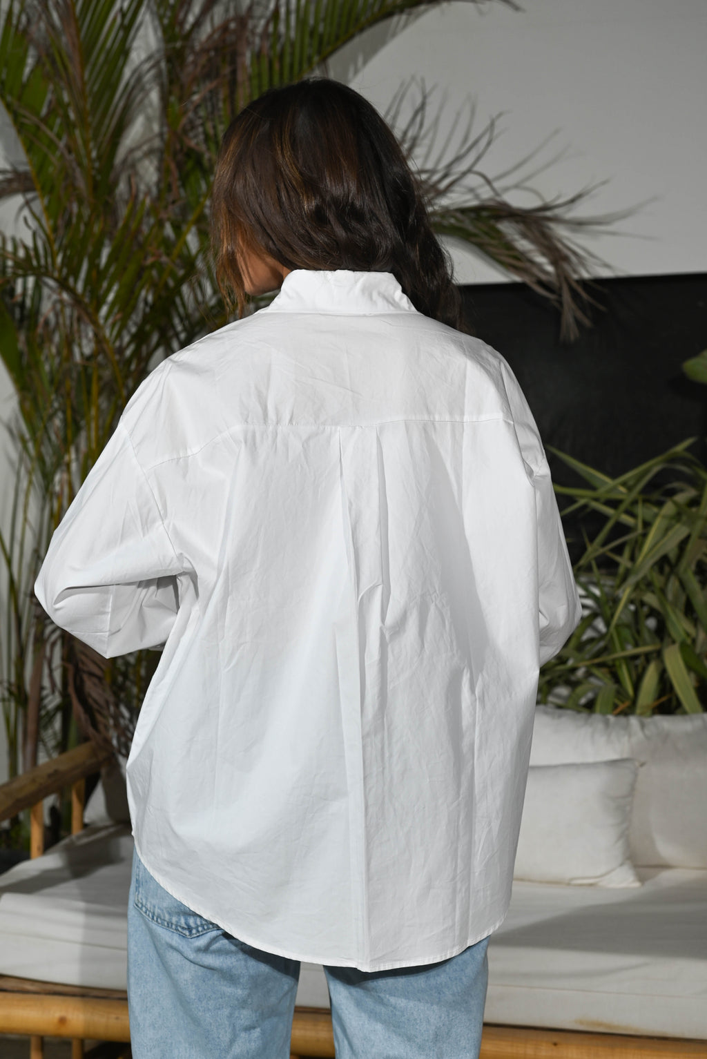 Lumina Oversized Bow Shirt — Crisp White
