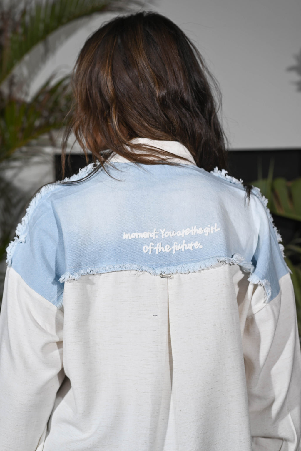 Indigo Drift Mixed-Media Shirt — Linen & Light Denim