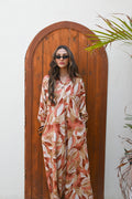 "Earthy Flora" Button-Front Maxi Dress with Pockets - Terracotta & Brown