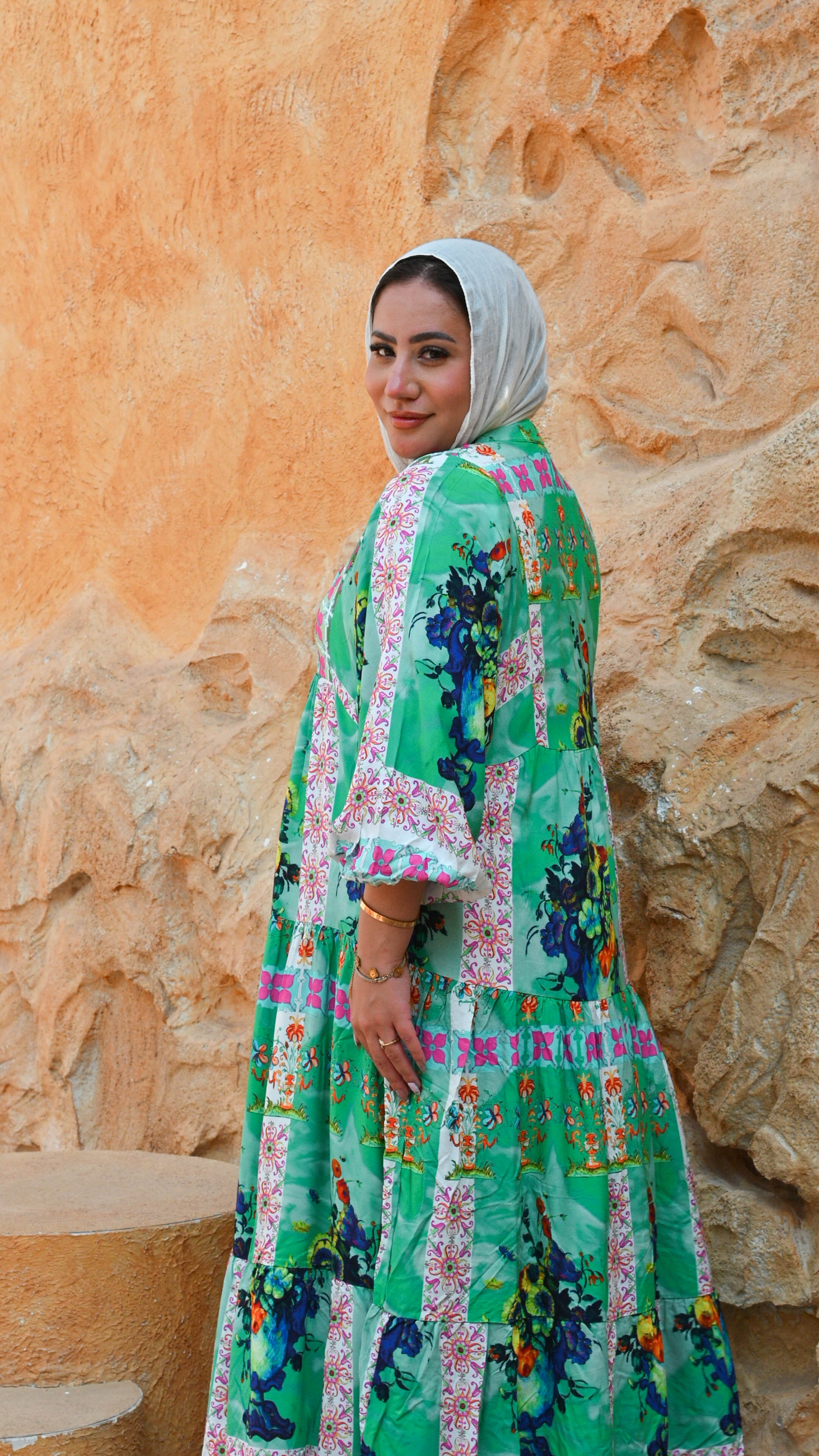 "Tropical Oasis" Vibrant Tiered Maxi Dress - Green Multi