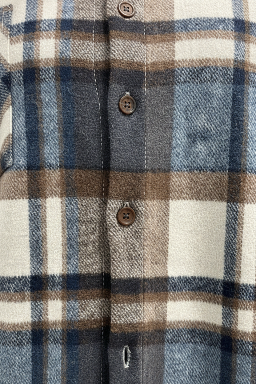 Close-up of buttons and stitching details