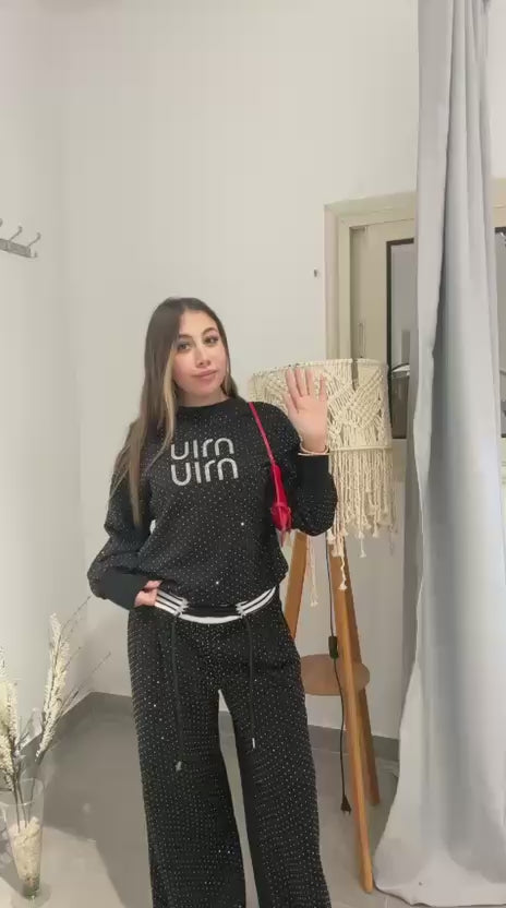 طقم كاجوال "ستارلايت" قطعتين من القطن الميلتون الصيفي - بفصوص أسود لامع